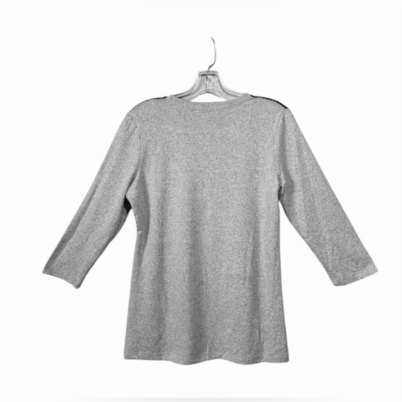 NWOT, Ness, Writing Patterned Sweater, Small, Gray & Navy - Picture 7 of 8